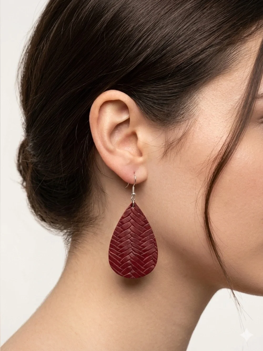 Braided Faux Leather Teardrop Earrings | Basket Weave Lightweight